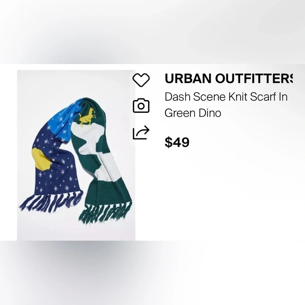 Urban Outfitters Dash Scene Scarf in Green Dino NWT
